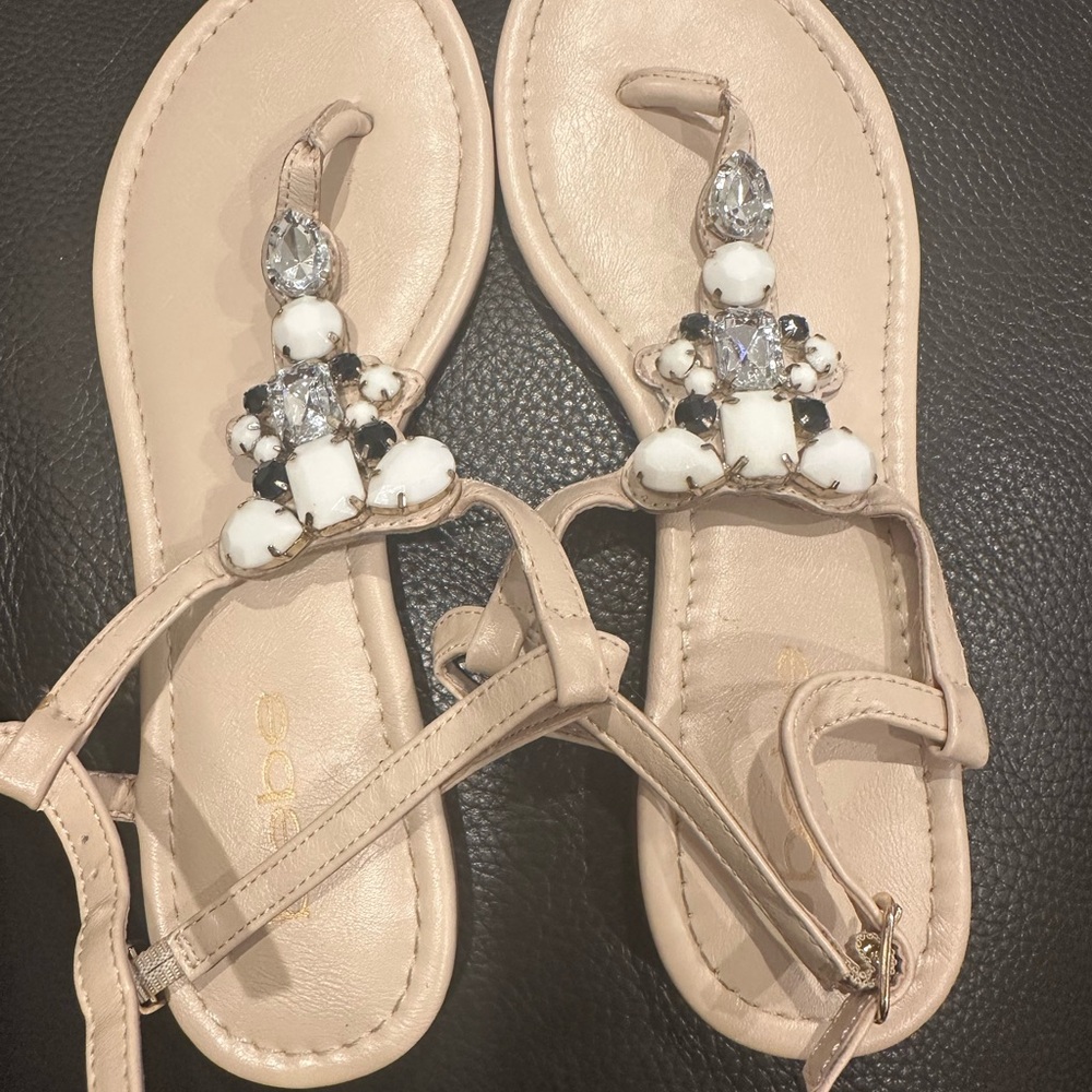Bebe Beaded Beige Sandals - Picture 5 of 5